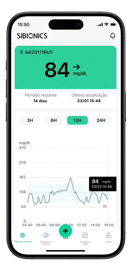App SIBIONICS Tela Principal