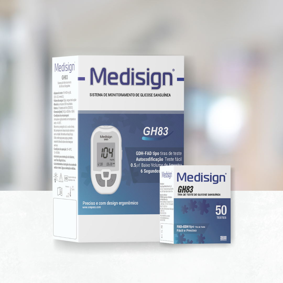 Glicosímetro GH83 + Caixa de Tiras - Medisign